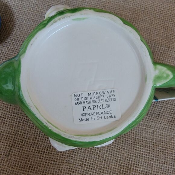 New PAPEL FREELANCE “Lily Of The Valley” Blue/Green/Wht Teapot w/Original Tag - Picture 5 of 5